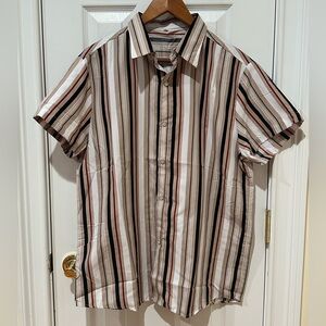 SHEIN Striped Short Sleeve Men's Shirt, Size Large